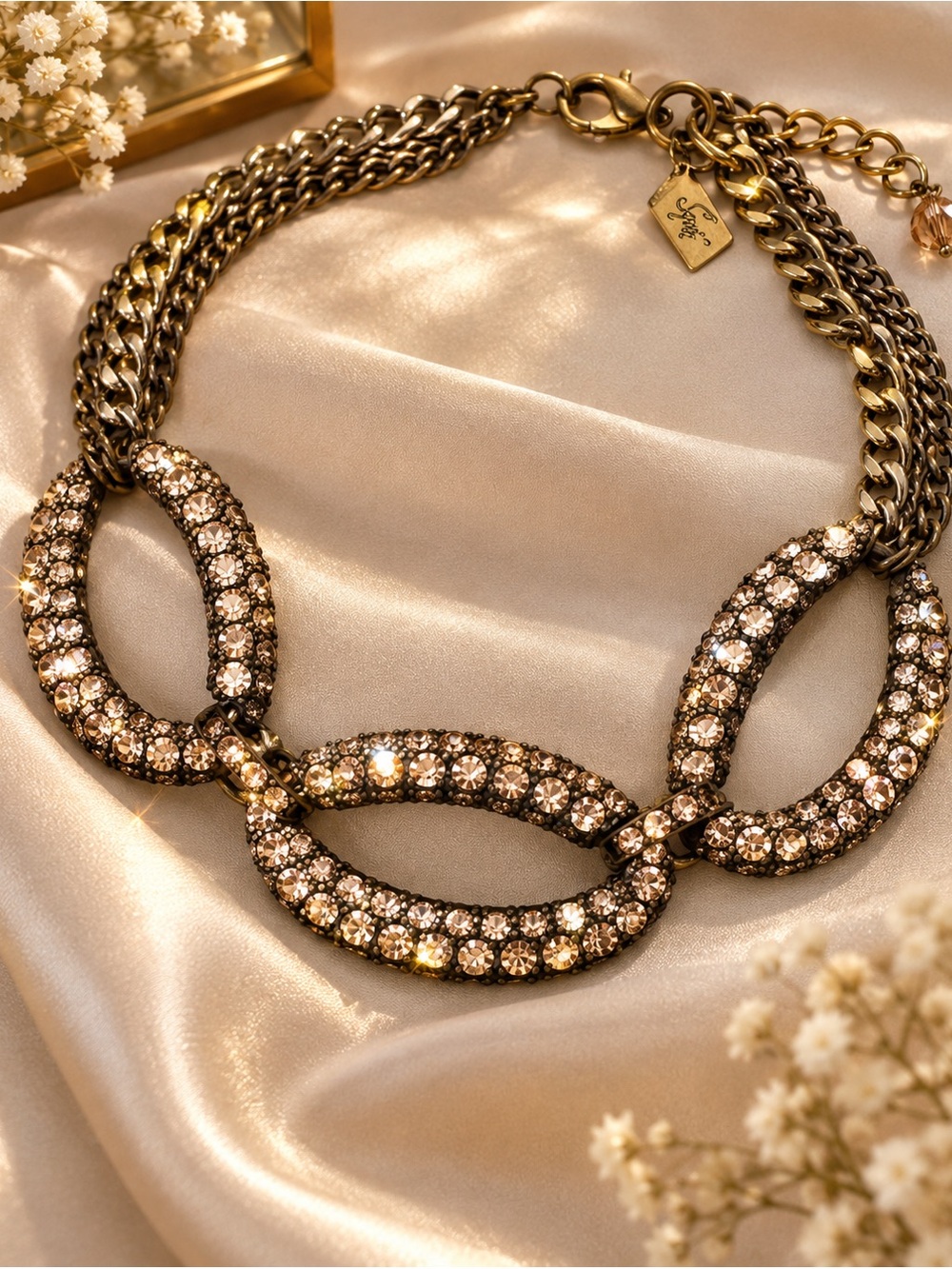 Juicy Couture Gold-Link Necklace with Champagne Crystals